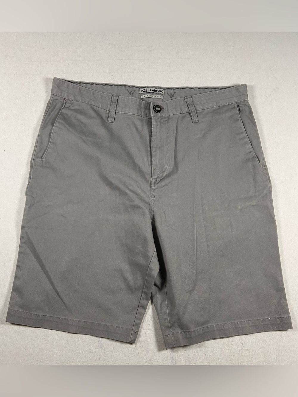 Billabong Carter Stretch Shorts Mens 34 Gray Flat Front Casual Chino Summer Surf